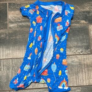 Little Sleepies Blue Birthday Party Print One-Piece Bodysuit